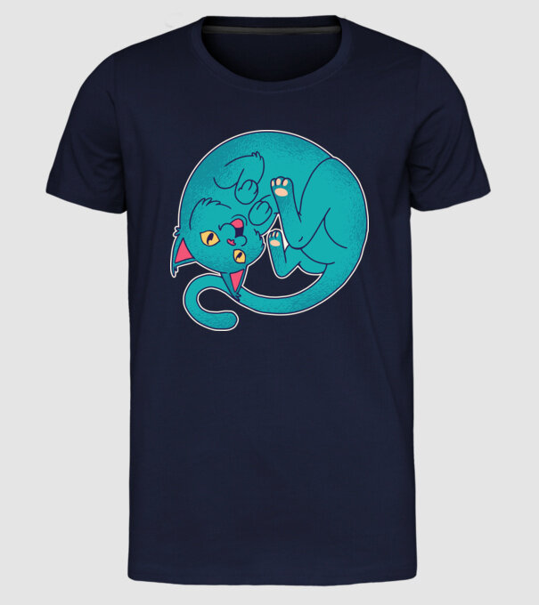 Postură Pisică model albastru închis pe tricou