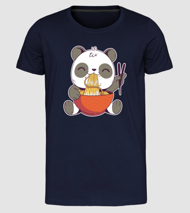 Panda drăguț cu paste model albastru închis pe tricou