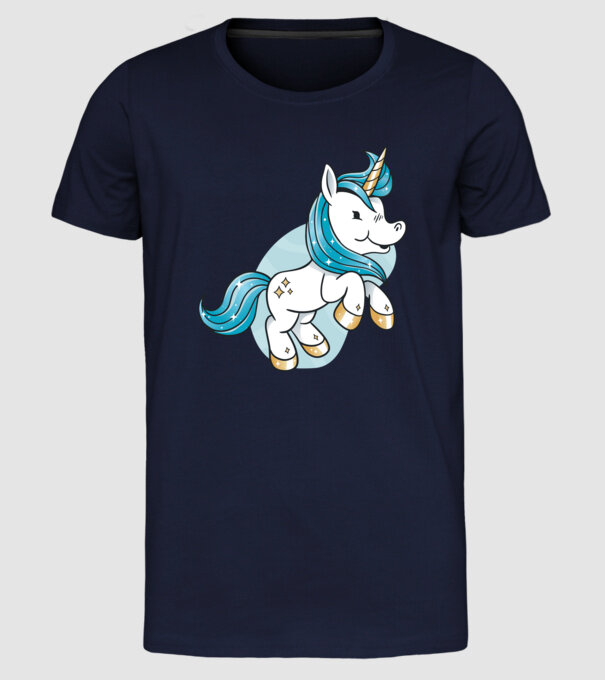 Unicorn drăguț model albastru închis pe tricou