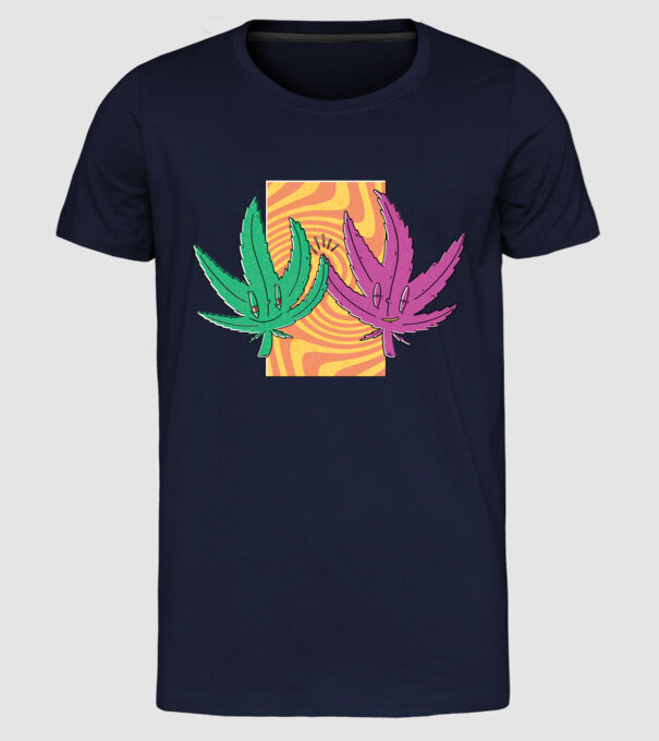 Frunze marijuana salut model albastru închis pe tricou