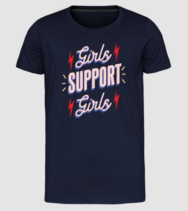 Girls Support Girls Ziua Femeii model albastru închis pe tricou