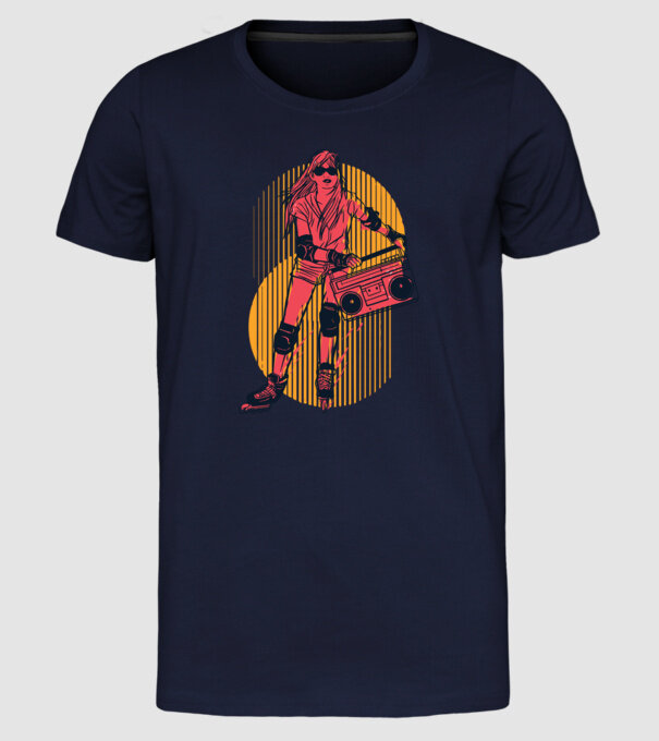 Fată skate model albastru închis pe tricou