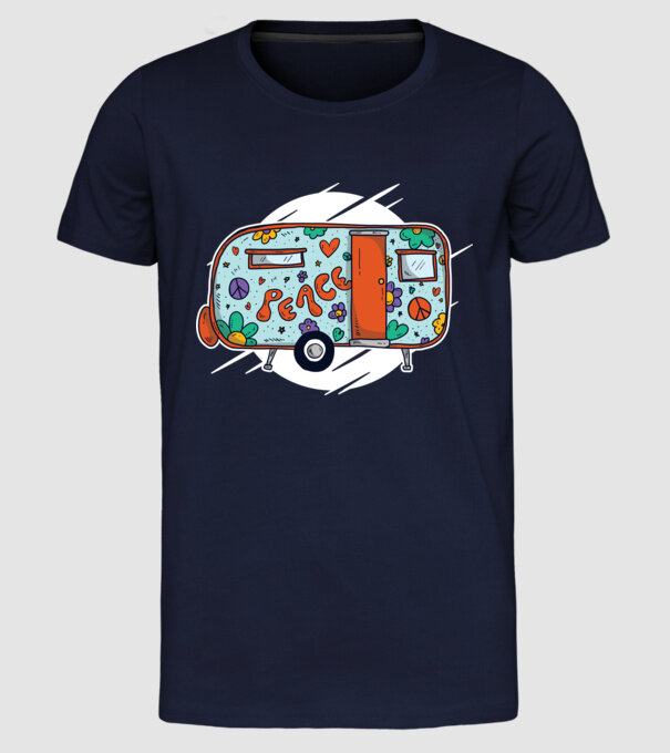 Autorulotă Hippi model albastru închis pe tricou