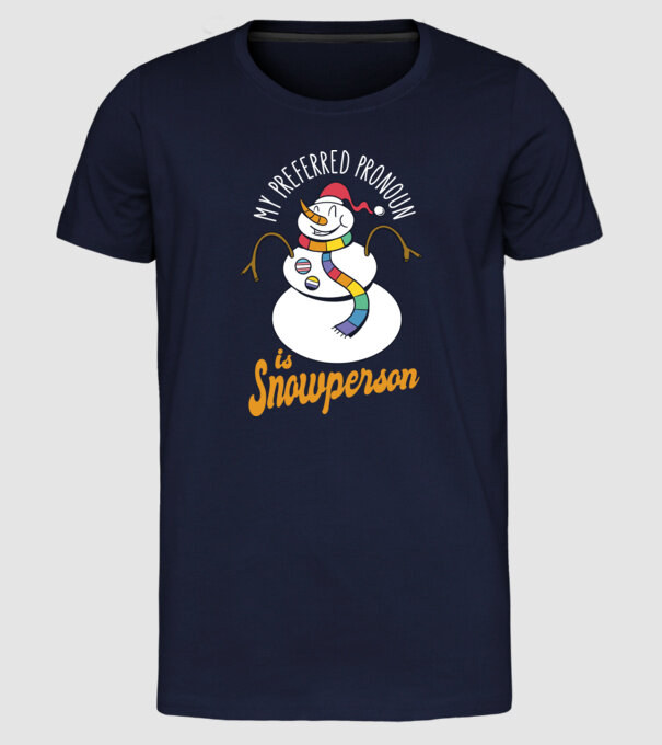 Om de zăpadă model albastru închis pe tricou