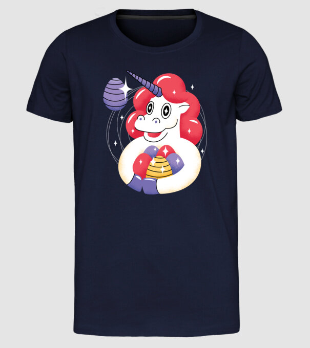 Unicorn de Paște model albastru închis pe tricou