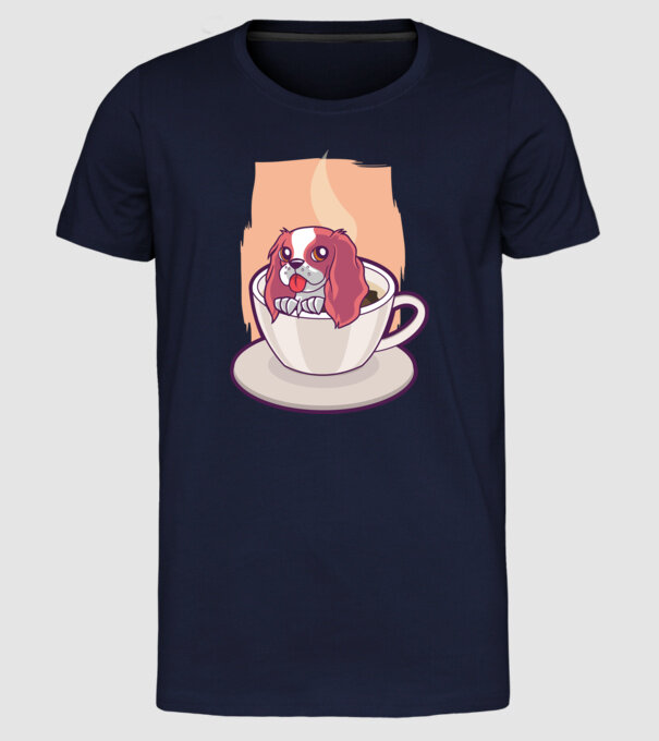 Cafea câine model albastru închis pe tricou