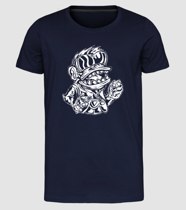 Maimuța Gamer furioasă model albastru închis pe tricou