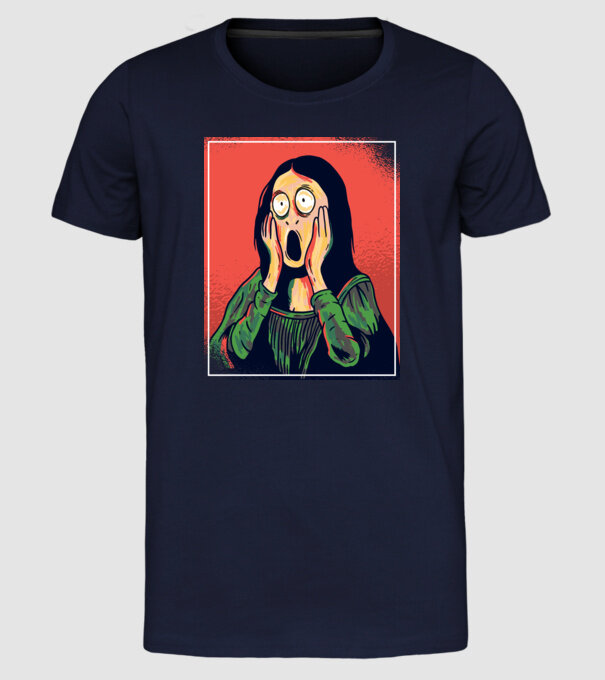 Mona Lisa țipăt model albastru închis pe tricou