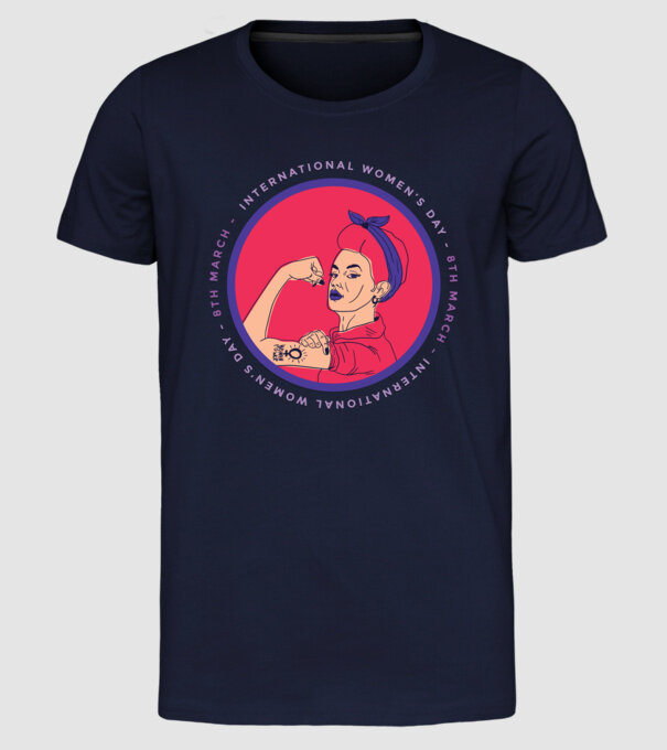 Ziua Internațională a Femeii 8 martie model albastru închis pe tricou