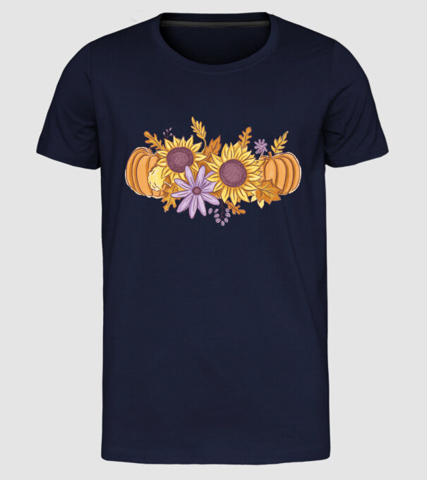 Scena de toamnă Halloween model albastru închis pe tricou