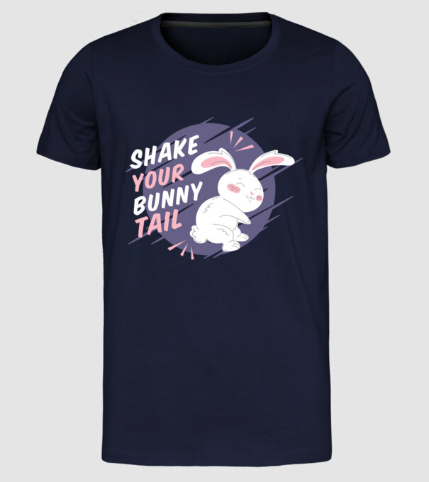 Shake your bunny tail model albastru închis pe tricou