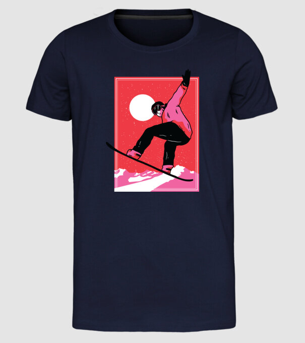 Snowboard poster model albastru închis pe tricou