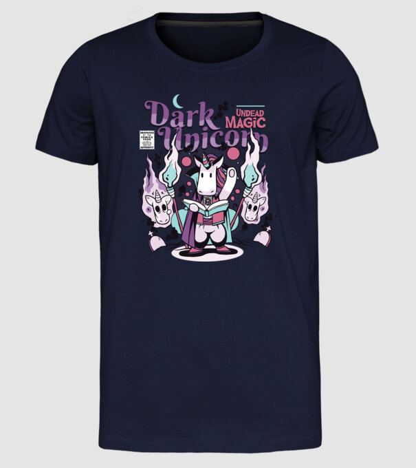 Magie neagră Unicorn model albastru închis pe tricou