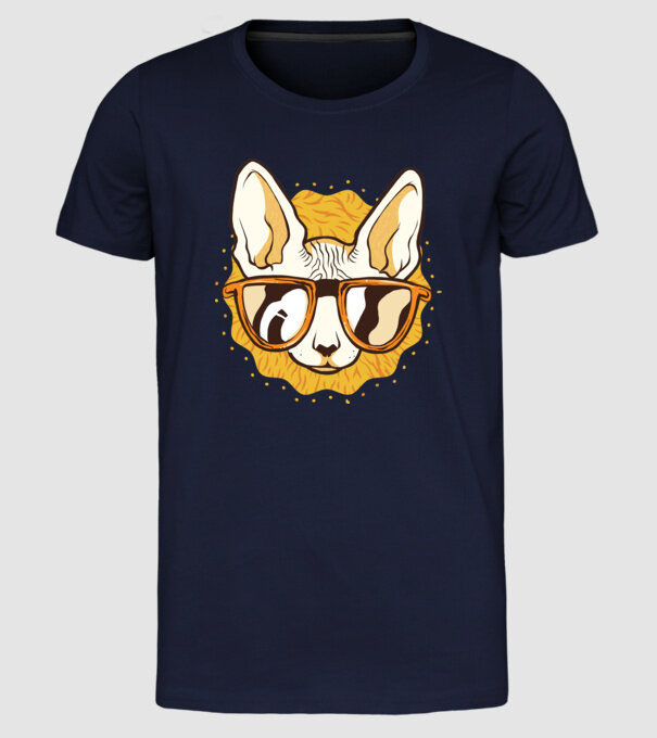 Sphynx Pisică Cool model albastru închis pe tricou