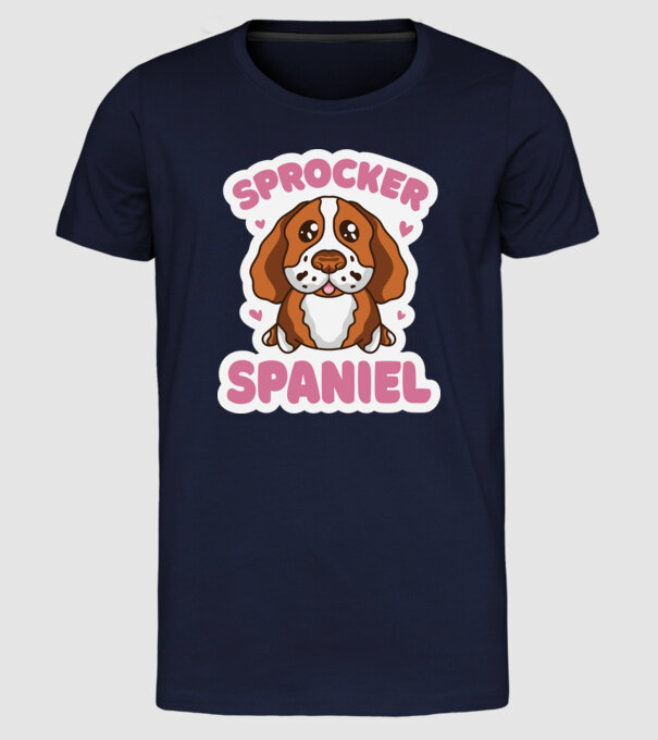Sprocker Spaniel model albastru închis pe tricou