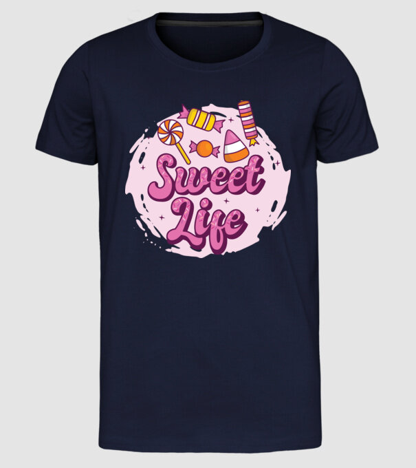 Sweet Life - Viață dulce model albastru închis pe tricou