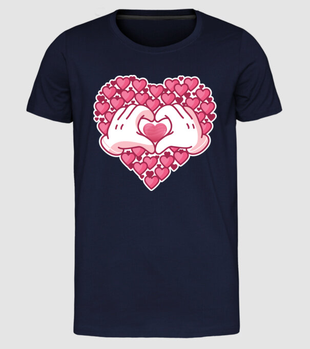 'Inimi îndrăgostite pentru Valentine''s Day' model albastru închis pe tricou