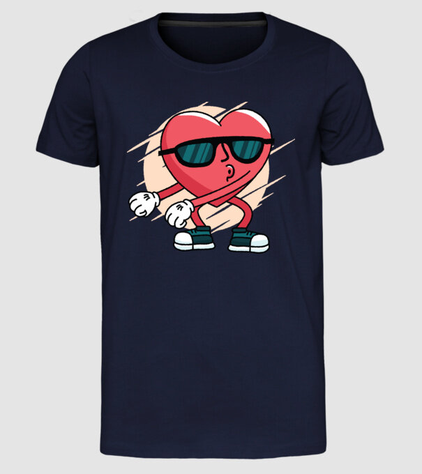Inimă DAB Floss Heart tricou model albastru închis pe tricou