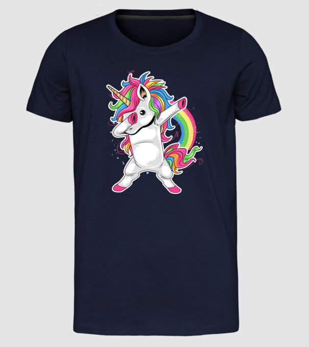 Unicorn Dab model albastru închis pe tricou