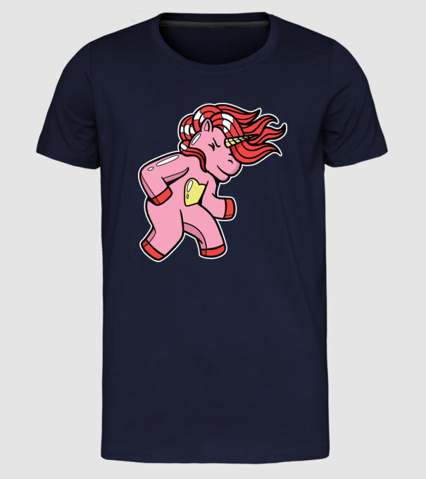 Unicorn model albastru închis pe tricou