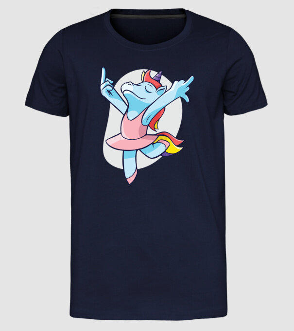 Unicorn Balet dans model albastru închis pe tricou