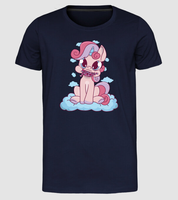 Unicorn cu bomboane model albastru închis pe tricou