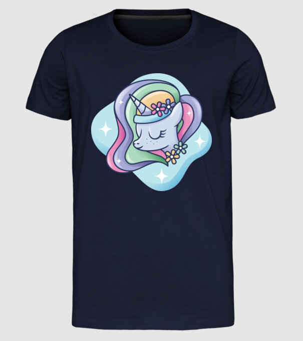 Cap de unicorn model albastru închis pe tricou