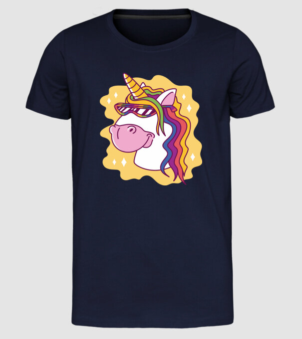 Cap de unicorn model albastru închis pe tricou