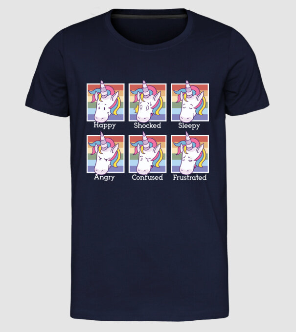 Capete de unicorn model albastru închis pe tricou
