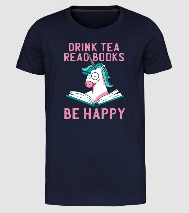 Unicorn Lectură Carte model albastru închis pe tricou