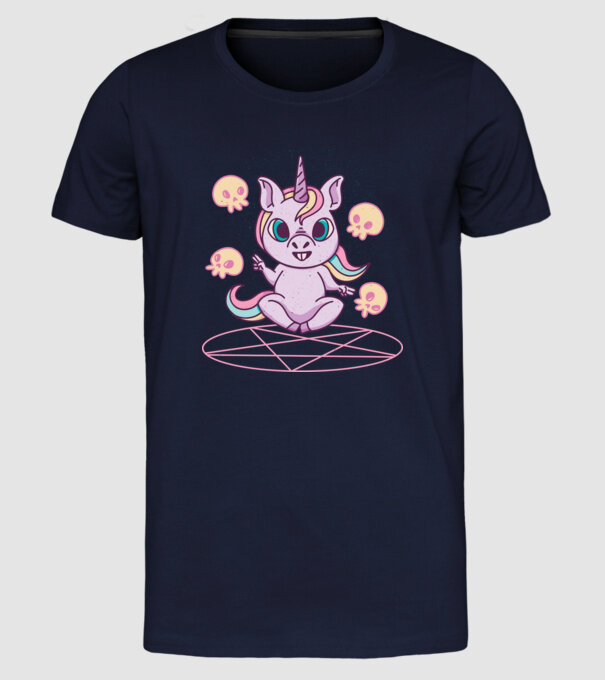 Unicorn invocare model albastru închis pe tricou
