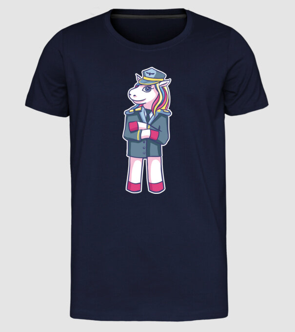 Unicorn Pilot model albastru închis pe tricou