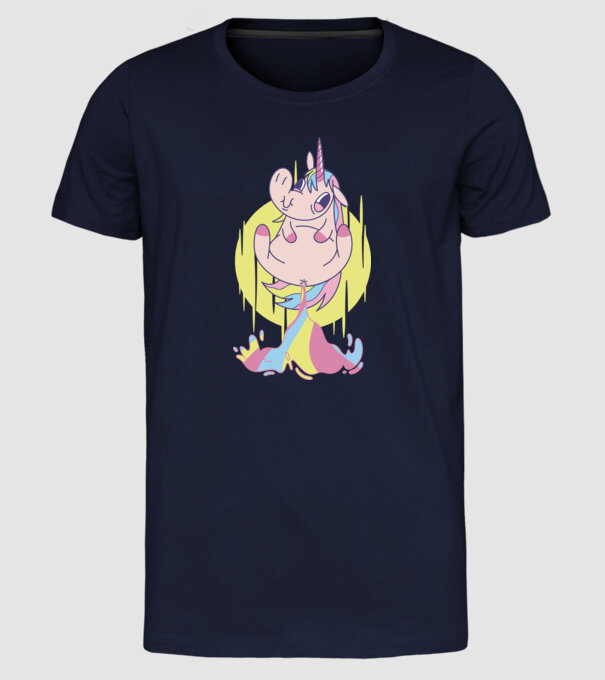 Bășină Unicorn model albastru închis pe tricou