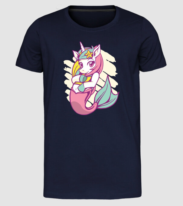 Unicorn Sirenă model albastru închis pe tricou
