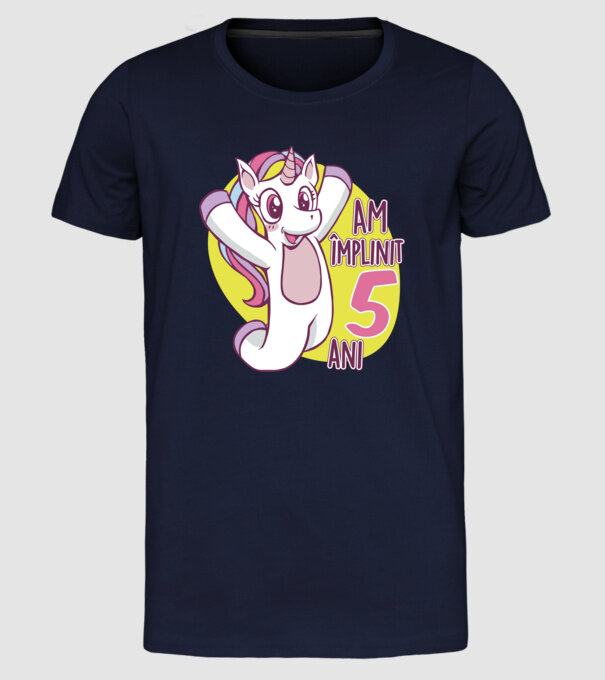 Am împlinit 5 ani model albastru închis pe tricou