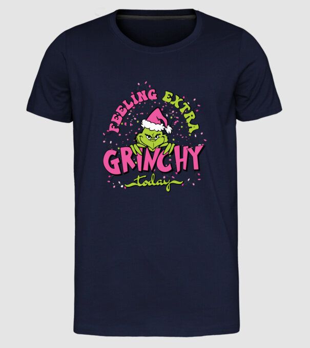 Feeling extra Grinchy today model albastru închis pe tricou