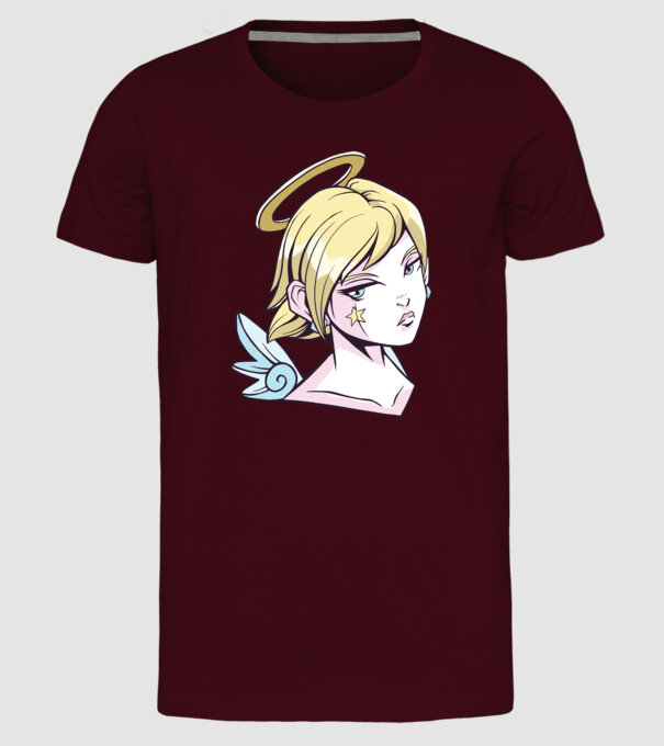 Anime Fată angelică model bordo pe tricou