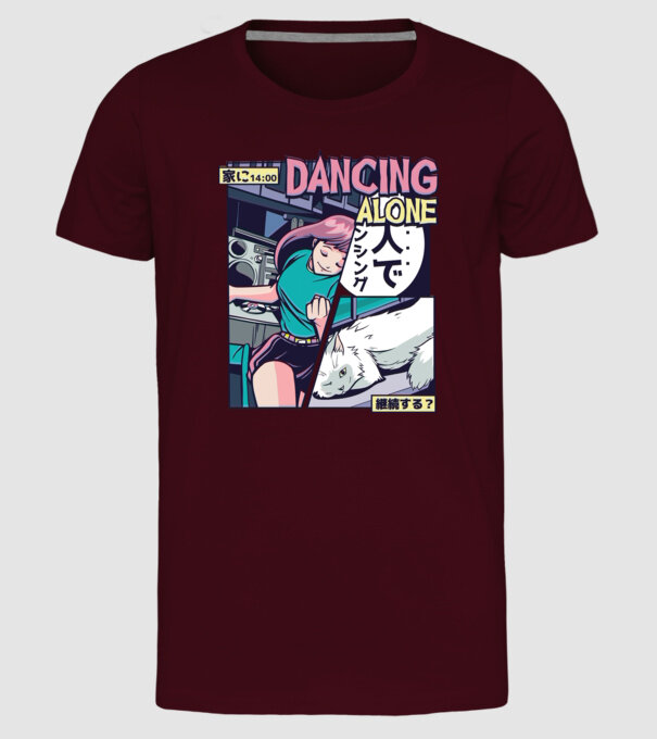 Anime Vaporwave Dancing Alone model bordo pe tricou