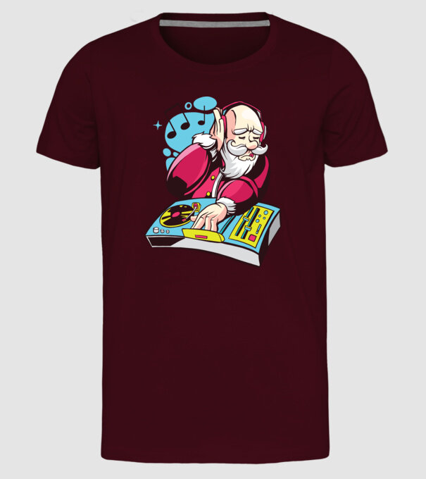 Moș Crăciun DJ model bordo pe tricou