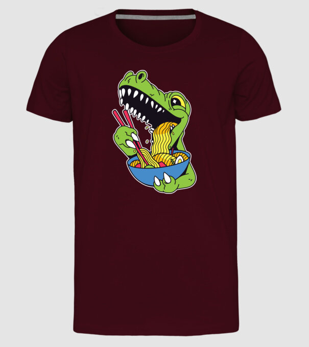 T-rex Ramen model bordo pe tricou