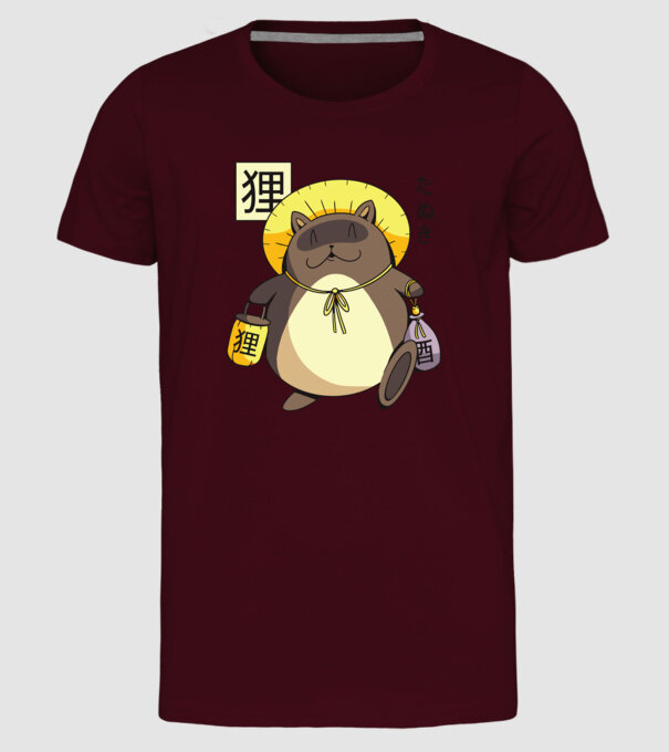 Tanuki Yokai model bordo pe tricou