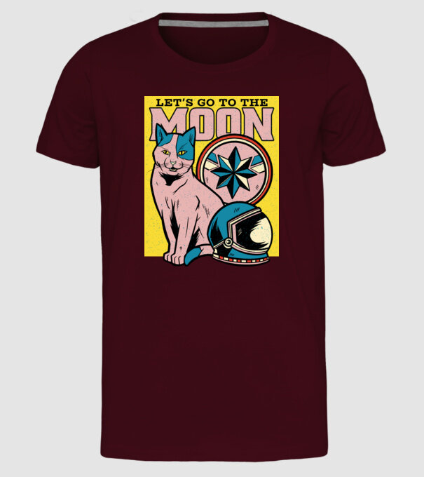 To the moon Pisică model bordo pe tricou