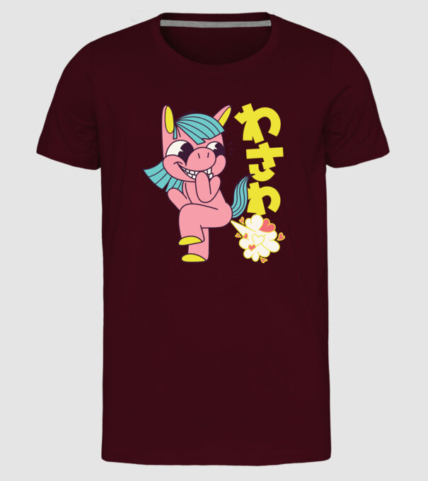 Bășică Unicorn model bordo pe tricou