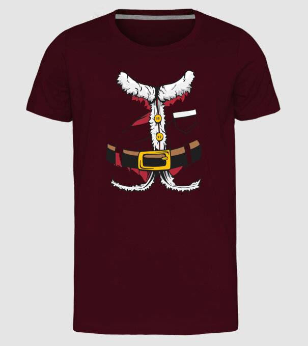 Costum amuzant Moș Crăciun - costum pentru Crăciun model bordo pe tricou