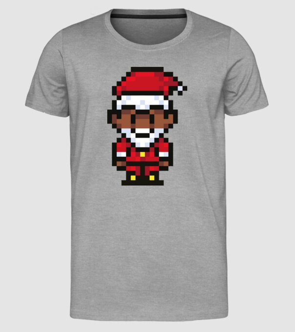 8bit pixel Moș Crăciun model gri pe tricou