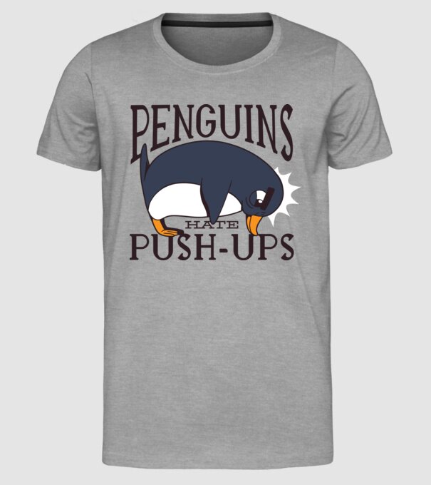 Pinguinii urăsc flotările model gri pe tricou