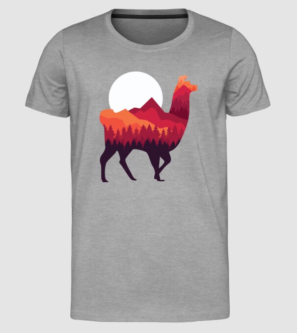 Pădure Alpaca model gri pe tricou