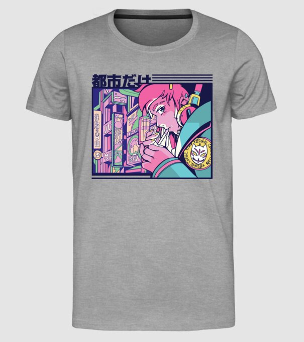 Anime Țigaretă model gri pe tricou