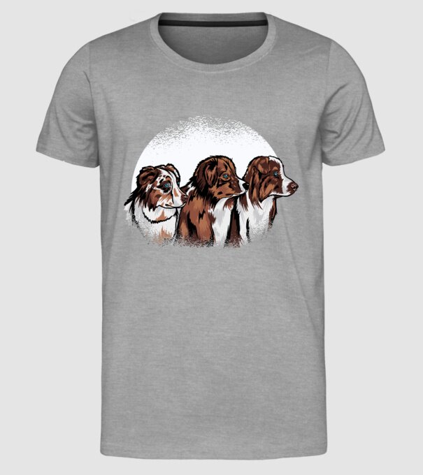Câine ciobănesc Australian model gri pe tricou
