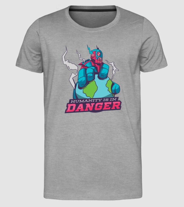 Omenirea în pericol model gri pe tricou